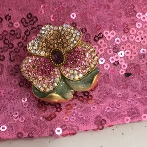 JAY STRONGWATER Flower Crystal Rhinestone Enamel Pin Pendant
